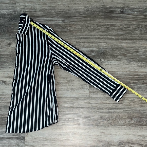 Black and White Striped Men's Shirt - Picture 7 of 8